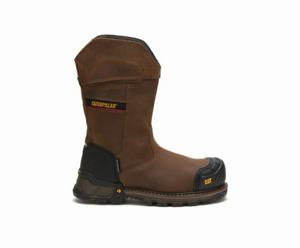 Caterpillar Excavator XL Pull On Waterproof Composite Toe Sikkerhedsstøvler Herre MørkeBrune | 4901